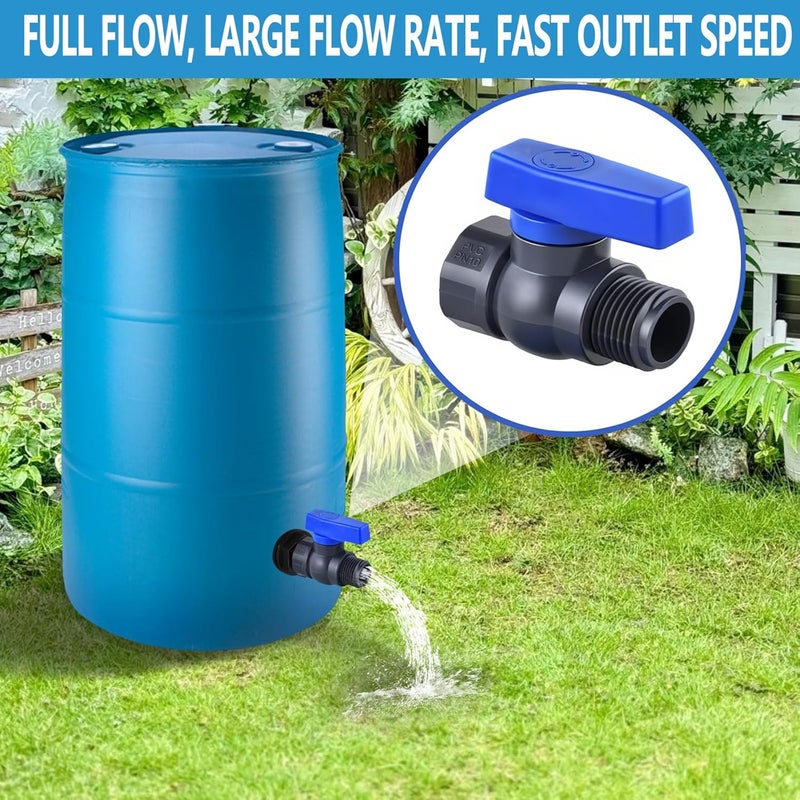 LUOFANT 2 Pack 3/4 Inch Rain Barrel Spigot Kit, PVC Garden Hose Shut Off Valve with Bulkhead Fitting, Rain Barrel Diverter Kit for Water Tanks, Aquariums, Garden Barrel - Image 3